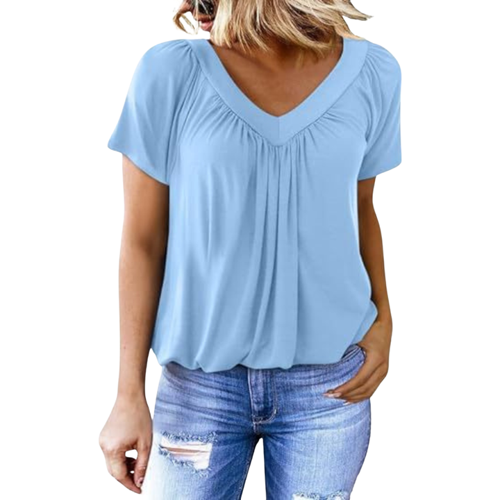 Elowen | Women's Pleated V-Neck Shirt