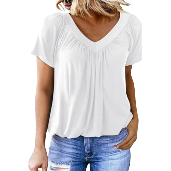 Elowen | Women's Pleated V-Neck Shirt