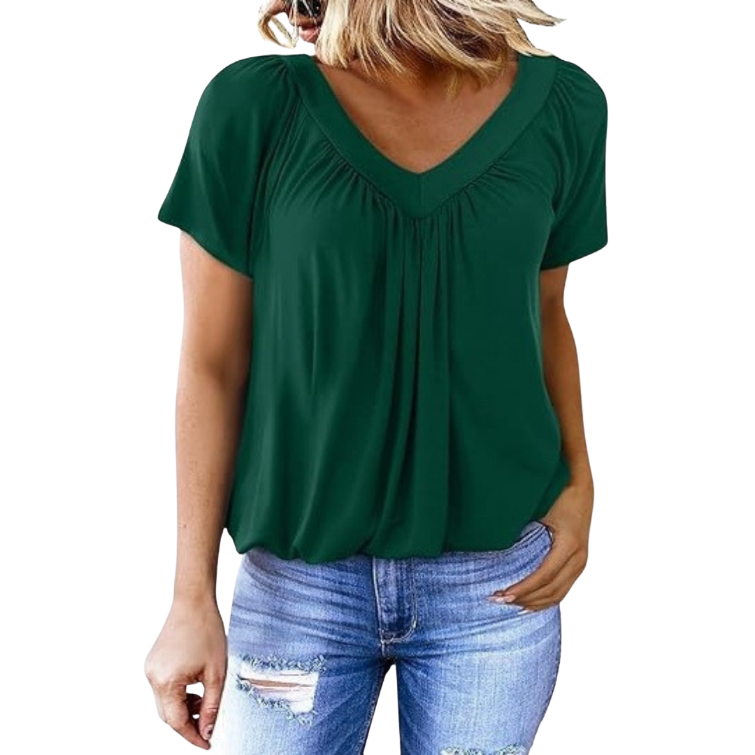 Elowen | Women's Pleated V-Neck Shirt