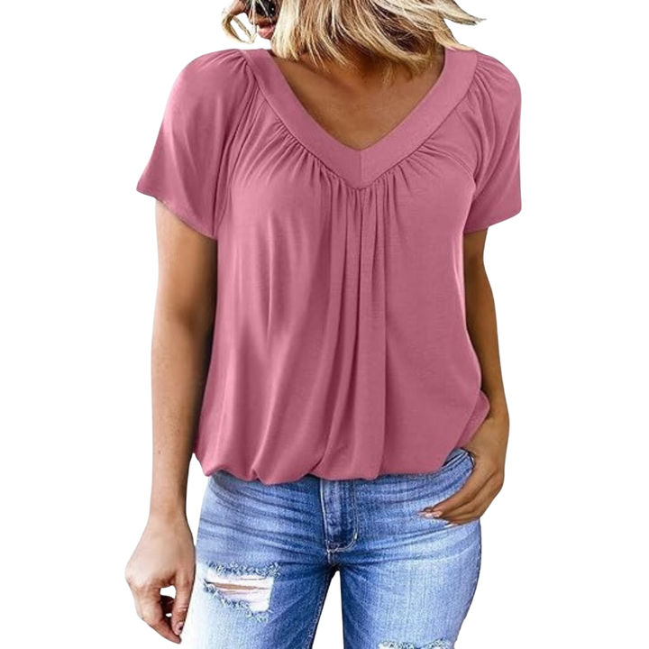 Elowen | Women's Pleated V-Neck Shirt