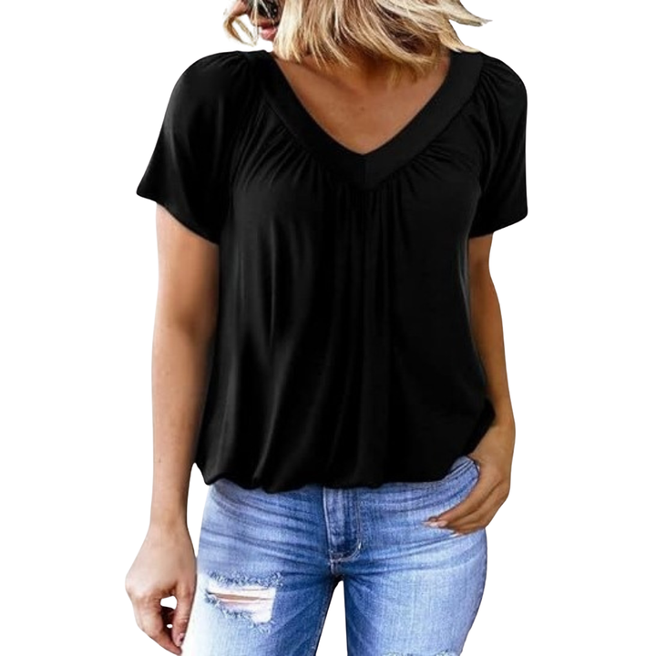 Elowen | Women's Pleated V-Neck Shirt