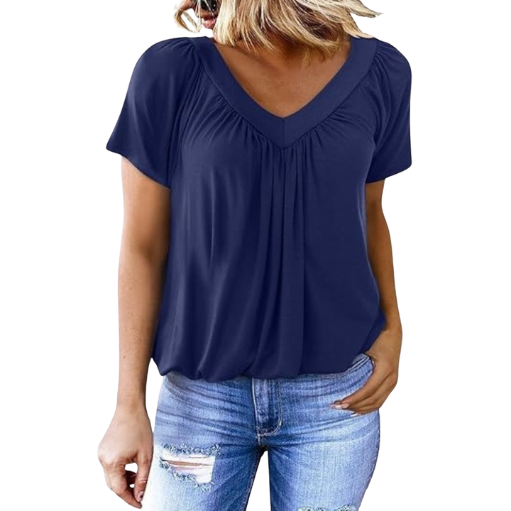 Elowen | Women's Pleated V-Neck Shirt